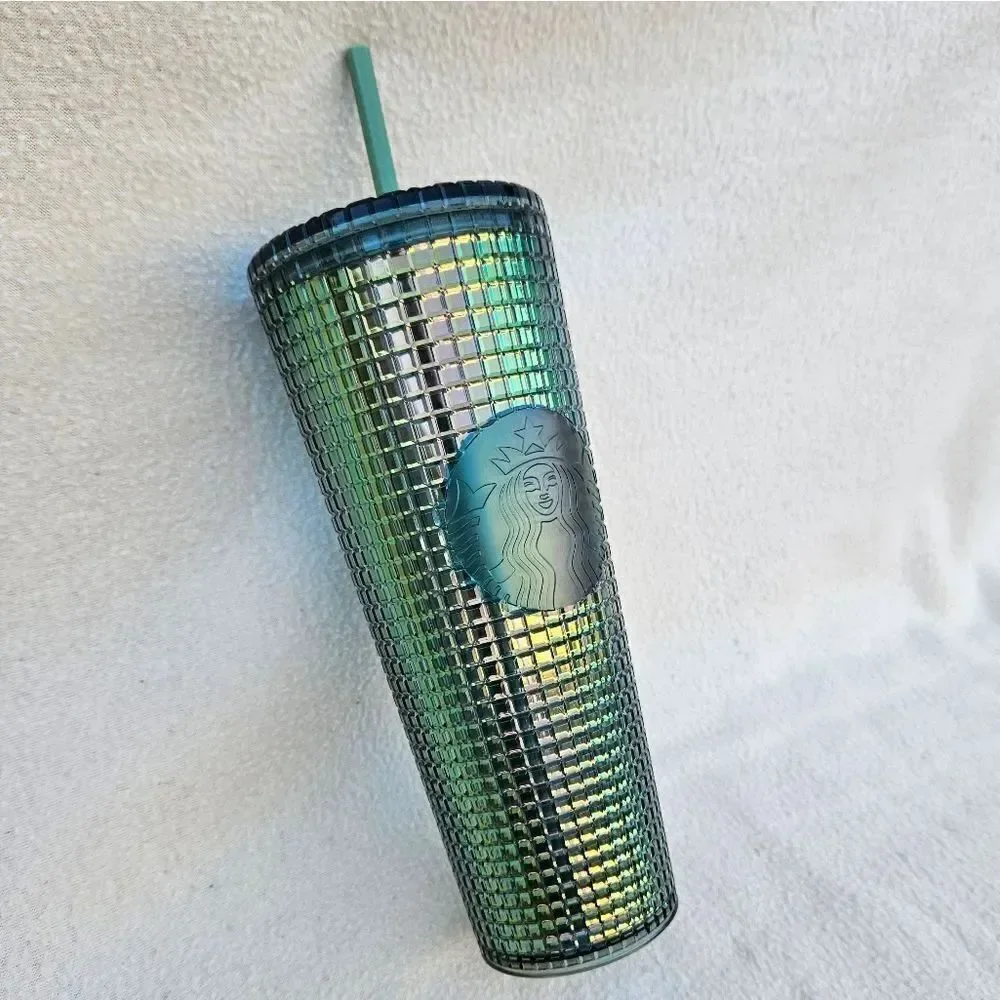 Starbucks Green Rainforest Grid Iridescent Tumbler 24oz